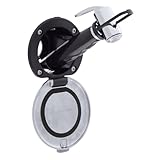 Ambassador Marine Recessed Shower- Black Cup with Stainless Steel Lid, Hammer-Head Black Sprayer, 6' Black Rubber Hose - 136-0042-KP-W