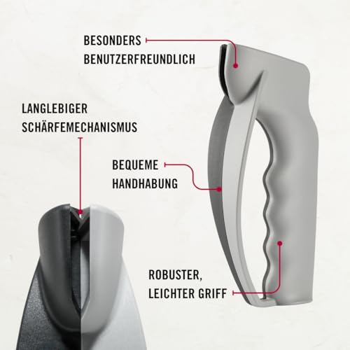 Foto von Victorinox Profi Messerschärfer, Messerschleifer, Knife Sharpener, Robuster Kunststoffgriff, Swiss Made, Zweifarbig, Schwarz/Grau