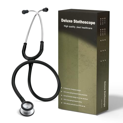 YNR Head EMT Stethoscope for Doctor - Pro Deluxe Dual GP, Mechanics Stethoscope for Nurse, Health Check Tool for Doctor, Nurse, Vet & Medical Student | (Black)