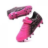 Boys Football Boots Shoes Kids Girls FG/AG Soccer Athletics Training Sport Running Shoes Profession Competition Teenager Indoor Outdoor Cleats Sneakers for Unisex Pink EU33 Convert 1UK