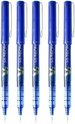 Pilot Hi-Tecpoint V7 0.7mm Fine Point Pure Liquid Ink Roller Ball Pen | Blue Ink, Pack Of 5