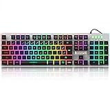 Backlit LED Wired Gaming Keyboard, Mechanical Feeling USB Keyboard with Backlight Rainbow RGB Multicolor Water-Resistant Adjustable Illuminated Computer Keyboard for PC Games Office (K2 Black)