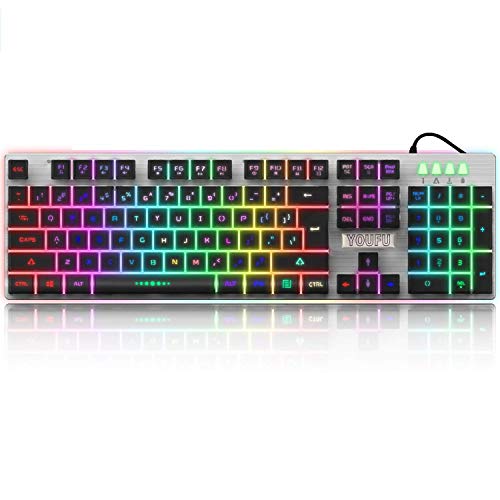 Backlit LED Wired Gaming Keyboard, Mechanical Feeling USB Keyboard with Backlight Rainbow RGB Multicolor Water-Resistant Adjustable Illuminated Computer Keyboard for PC Games Office (K2 Black) Backlit LED Wired Gaming Keyboard, Mechanical Feeling USB Keyboard with Backlight Rainbow RGB Multicolor Water-Resistant Adjustable Illuminated Computer Keyboard for PC Games Office (K2 Black)