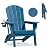 Plawdlik Folding Adirondack Chair, SGS Tested, Wooden Textured with Cup Holder, Heavy All-Weather HDPE Comfortable Set Poolside Backyard Lawn Navy Blue