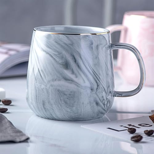 Treer Ceramic Coffee Cup, Coffee Cups Coffee Mug with Handle 400 ml/13.5 oz Stoneware Coffee Cup Cappuccino Cup Tea Cup, Gifts for Valentines Mothers Day Friend Teacher Birthday (1 Piece,Grey Marble)
