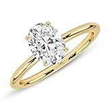 MAX + STONE 3 Carat Oval Cubic Zirconia Solitaire Engagement Ring for Women | Simulated Diamond Ring | 14k Gold Engagement Ring | Yellow Gold CZ Ring Size 8