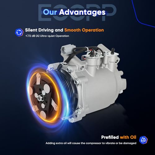 Image of ECCPP AC Compressor 2002-2006 for Honda CR-V CRV 2.4L AC Compressor with Clutch Rapid Cooling HS110R