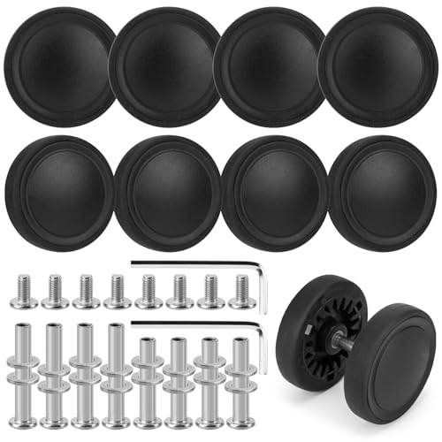 Vivikivi 8 Pcs Luggage Wheels Replacement, 55mm/2.17in Wear-Resistant Spare Suitcase Wheels Replacement Luggage Repair Parts Kit for Double Tires, V-A37