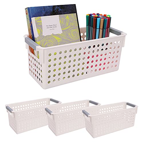 OVAKIA Lot de 3 paniers de rangement en plastique, style tissé pour cuisine, réfrigérateur, salle de bain, placard, bureau, boîte de rangement pour cuisine, salle de bain Cover