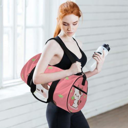 Bolsa de gimnasio ligera unisex con bolsillo interior y estampado tierno de vaca 6