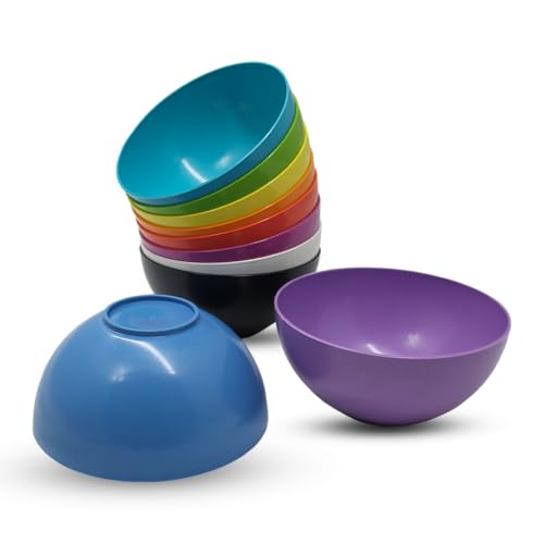 Conjunto Com 10 Bowls de 380ml Tigelas Plástico Cores Vivas Colorido Sobremesa Sopa Caldos Sorvete (