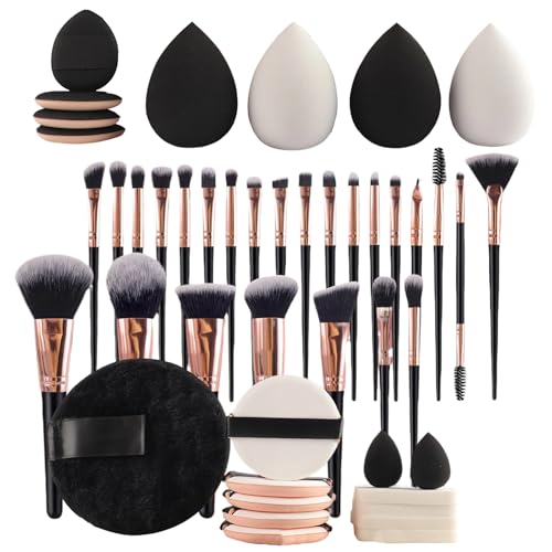 Mppchhn Juego Completo de Herramientas de Maquillaje | Juego Completo de Brochas de Maquillaje de 45 Piezas con para Polvos,Suministros de para Hogar, Viaje, Viaje de Negocios, Escuela y