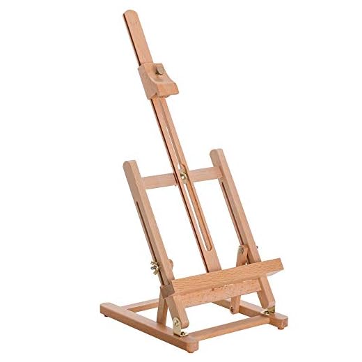 U.S. Art Supply Small Tabletop Wooden H-Frame Studio Easel - Artists Adjustable Beechwood Painting and Display Easel, Holds Up To 16" Canvas - Portable Sturdy Table Desktop Holder Stand - Paint Sketch