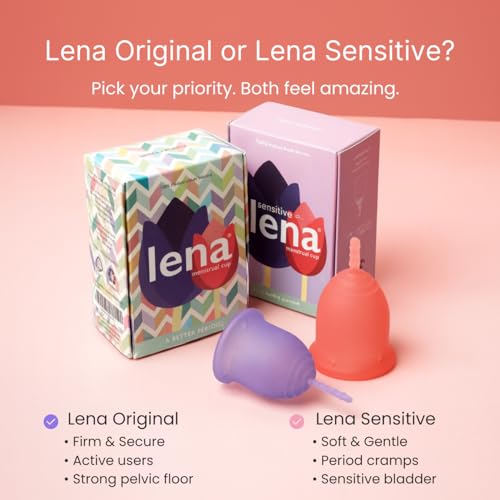 Image of Lena Menstrual Cup Original - Soft Medical-Grade Silicone Period Cups for Women Heavy Flow, Reusable and Comfortable 12-Hour Leak-Free Protection, Beginner-Friendly Feminine Care - Large, Pink