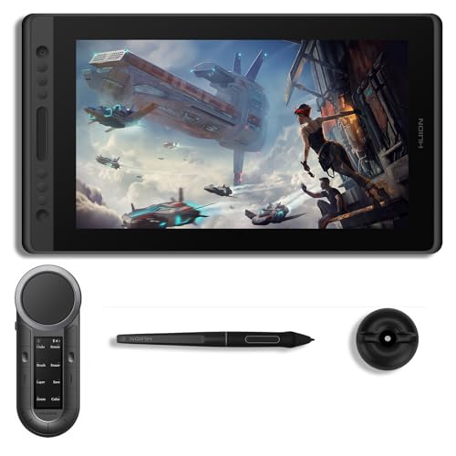 HUION KAMVAS Pro 16 Graphics Drawing Tablet with Screen Full-Laminated Graphics Monitor with 6 Hot Keys Touch Bar, Keydial Remote Bluetooth Programmable Keypad, 15.6inch Graphic Tablet