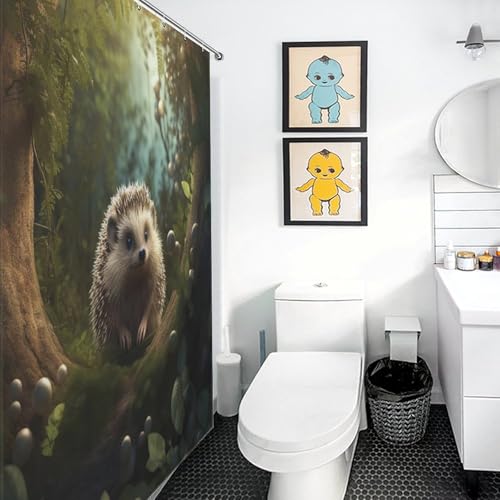 Rideau de douche hérisson en tissu polyester imperméable lavable 168x183cm - 3