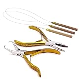 Juego de herramientas profesionales para extensión de cabello y rebordear Juego de alicates para cuentas (4 piezas) Micro anillo (Oro (Gold))