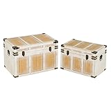 Set de 2 baúles de Viaje de Madera de Abeto Blancos y Beige - LOLAhome