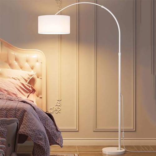 Lampadaire Wylolik Abat-jour Tissu Tambour - Lampes De Sol Fer Poli - Pour Salon Et Angle Lecture