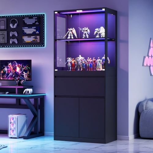 Image of AMERLIFE Modular DIY RGB 5-Tier Display Cabinet, 32 x 16 x 72.5 Inch
