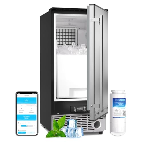 ICEPURE 15' Under Counter Ice Maker with Drain Pump and Filter, WiFi Control, 85lbs/24H, Self-Cleaning, Smart Reminder, 24H Timer, ETL FCC, Freestanding for Residential and Commercial, Stainless Steel