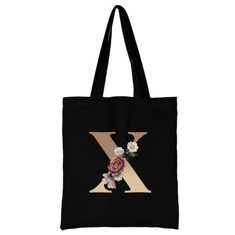 26 Letter Printed Canvas reusable grocery bags, Foldable Casual Travel HandBag, Shoulder Beach Tote Bags, Shopper bag eco friendly super strong washable Storage bags Shopping bag Canvas bag for Women