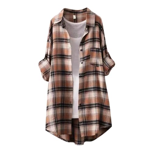 Summer Cardigans for Women Lightweight Plaid Long Sleeve Button Down Shirts Oversized Boho Beach Cover Up Outerwear
