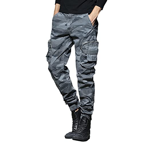 Pantalon de travail homme en coton ample et camouflage gris du 34 au 37