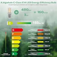 A.bigwhale E14 LED Lampe Kühlschranklampe, 2er Pack E14 LED Leuchtmittel 3W Ersatz 30W Halogenlampen, 480LM Warmweiss Glühbirne 2700K für Kühlschrank Nähmaschine Tischlampe, 360° Abstrahlwinkel – Ansicht 4