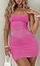 CHYRII Womens Sexy Summer Two Piece Outfits Bandeau Going Out Crop Tops Bodycon Skirt Sets Mini Dress Hot Pink XS