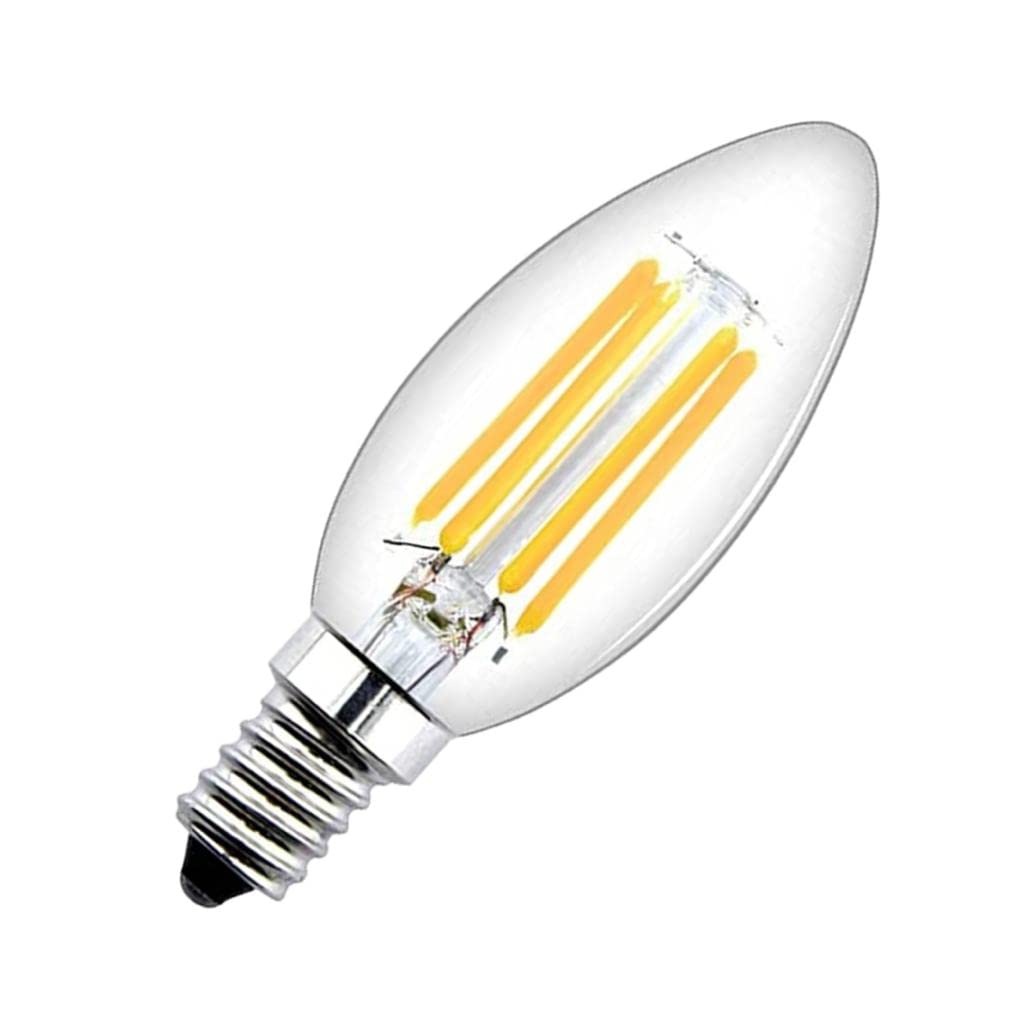 Admore (Pack of 10) Candle E14, 10PCS Filament Light Bulbs 4 watt, C35 Dimmable Warm White Yellowish, 2700k Classic Vintage Clear glass 300Lms for Chandeliers and More, 90% Energy Saving 30000h Life