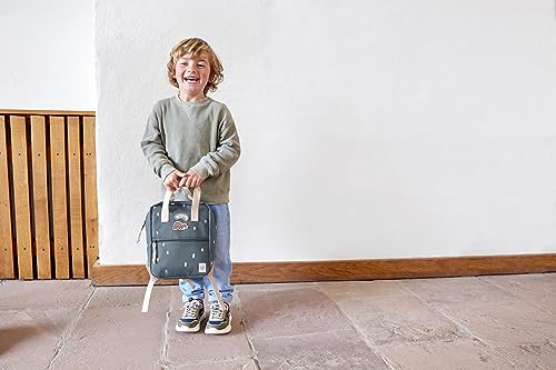 LÄSSIG Kinderrucksack mit Brustgurt Kindergartentasche Kindergartenrucksack 28 cm, 7 Liter, 3 Jahre/Mini Square Backpack Happy Prints Dunkelblau