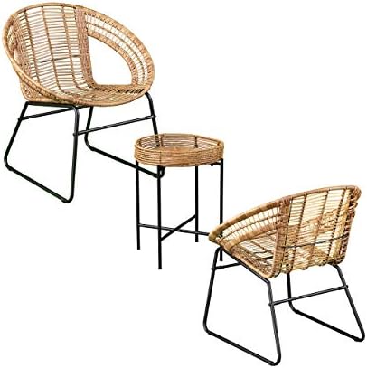 SEI Furniture Alandhra Indoor 3pc Outdoor Bistro Set, Natural, Black