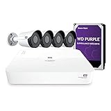 WD ReadyView 4K Surveillance System - 8MP UHD, 6TB WD Purple HDD, PoE, NVR, IP67-rated, 4 Cameras, Motion Detection, Night Vision - WDBAEM0060HWT-HESN