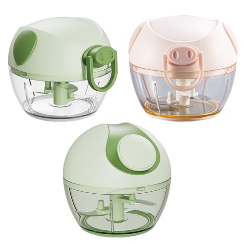 Affettatrice manuale per verdure e cipolle, 170 ml, per frutta, cipolla, con corda, tritatutto multiuso, tritatutto universale per verdure, frutta, aglio, alimenti per bambini, 3 pezzi D