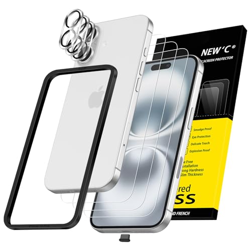 NEWC 3x für iPhone 16 Plus für Panzerglas (6 7 Zoll) und 3x Kamera Panzer Schutz Glas Kameraschutz -Einfaches Installationswerkzeug enthalten + Staubschutzstöpsel - kratzfest