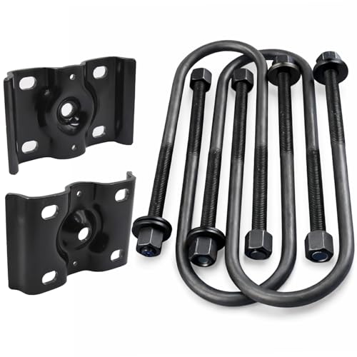 JKYH TECHPLUS 929-709 Rear Leaf Spring Axle U-Bolt & Plate Kit for 1999–2010 Ford F-250 F-350 Super Duty, E-250 E-350, Fits 3.5