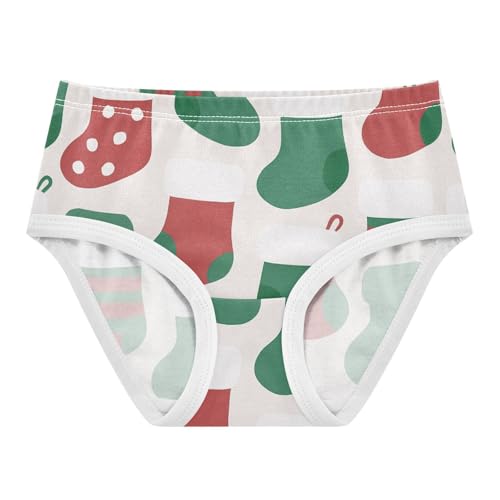 Girls' Stretchy Triangle Panties Comfort Color for Kids Christmas Stockings Pattern in Sizes 2T,3T, 4T, 5T, 6Y and 8Y