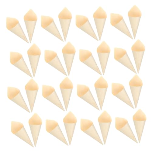 STOBAZA 50pcs Wood Charcuterie Cones Disposable Serving Cone for Family Gatherings