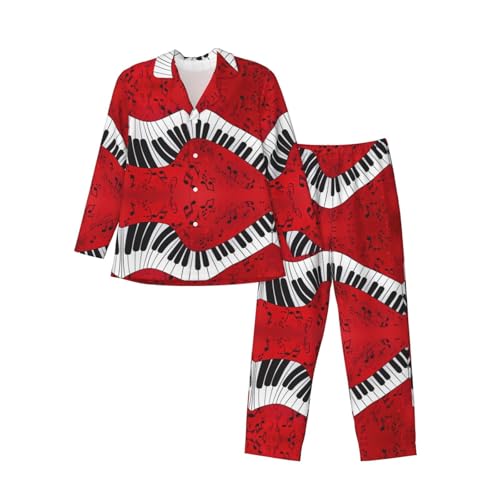 Pyjama homme note de musique piano à manches longues avec poches noir