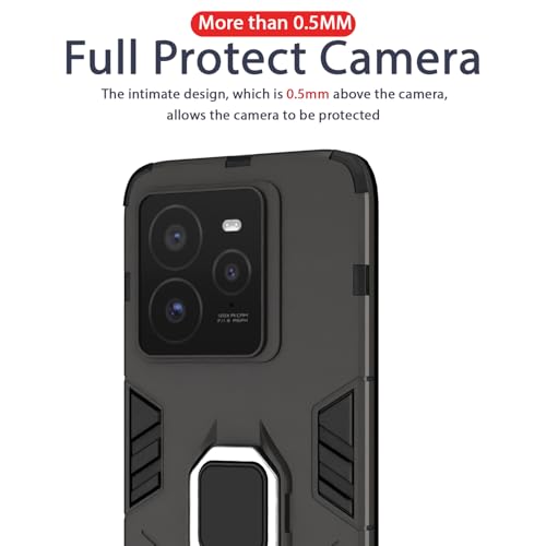 Image of Pikkme D5 Tough Armor Bumper Case | 360 Protection Case | Ring Holder Stand Back Cover for Realme GT 7 Pro 5G (Black)