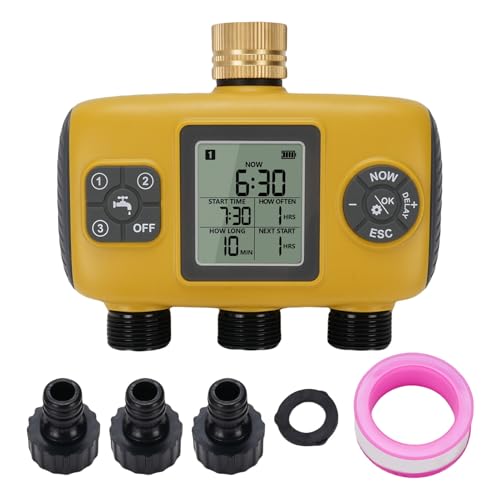 Programmateur d'arrosage automatique triple sortie et gestion manuelle de l'eau du jardin