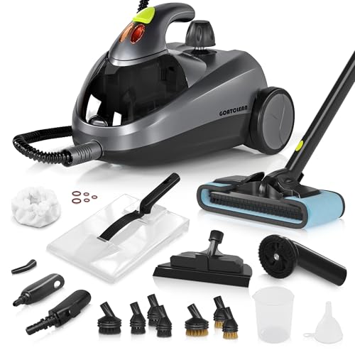 Heavy-Duty Steam Cleaner - 1500W Multipurpose Handheld Floor Steamer with 22 Accessories 16ft Cord for Home, Car Detailing, Tile, Grout, Carpet, Wallpaper, Upholstery, Window, Deep Cleaning