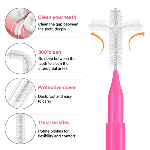 Healeved 100Pcs Interdental Brushes,Braces Flossers Braces Brush For Cleaner Tooth Flossing Head Oral Hygiene Flosser (5Colors) #TOP5