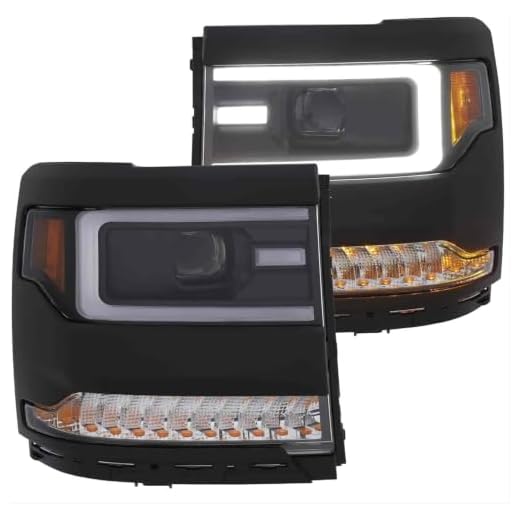 ANZO USA 111373 Projector Headlight Set Clear Lens Black Housing Amber Reflector Pair w/Plank Style Back Not For Use w/Factory LED Headlights w/o HID Kit Projector Headlight Set