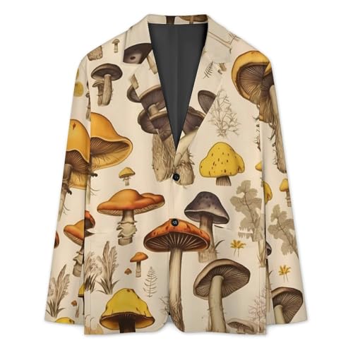 Vintage Mushroom Pattern Men's Casual Blazers Slim Fit Sport Coats Blazer Two Buttons Suit Jacket for Work Party3