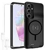 Battery Case for Galaxy A55/A35,[12000mAh] Large Capacity Portable Protective Fast Charging Case Battery Case Compatible with Galaxy A55,Galaxy A35 (6.6 inch) Wireless Charging Case with Carplay-Black