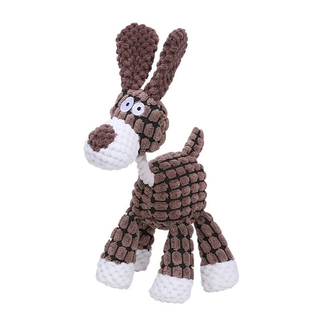 Dog Toys Squeaky Teeth Cleaning Toy Donkey Shape Corduroy Chew Toy for Puppy Funny Pet Toys Pet Supplies