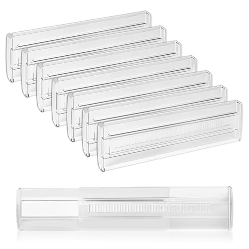 ACOMTUO 8 Pack Schubladentrenner,Verstellbar (28.5-50.5cm),Kunststoff Schubladentrenner Verstellbar,Transparente Schubladen Trenner für Küchenspeicher, Schlafzimmer
