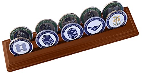 Decomil Military Collectible Challenge Coin Holder (Medium, 2 Rows) Solid Walnut #TOP1